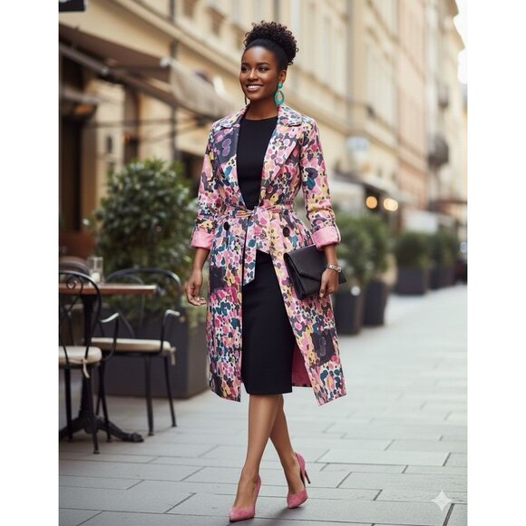 Vertigo Paris Women’s Multicolor Bubbles Trench Coat NWT XS - Picture 1 of 9